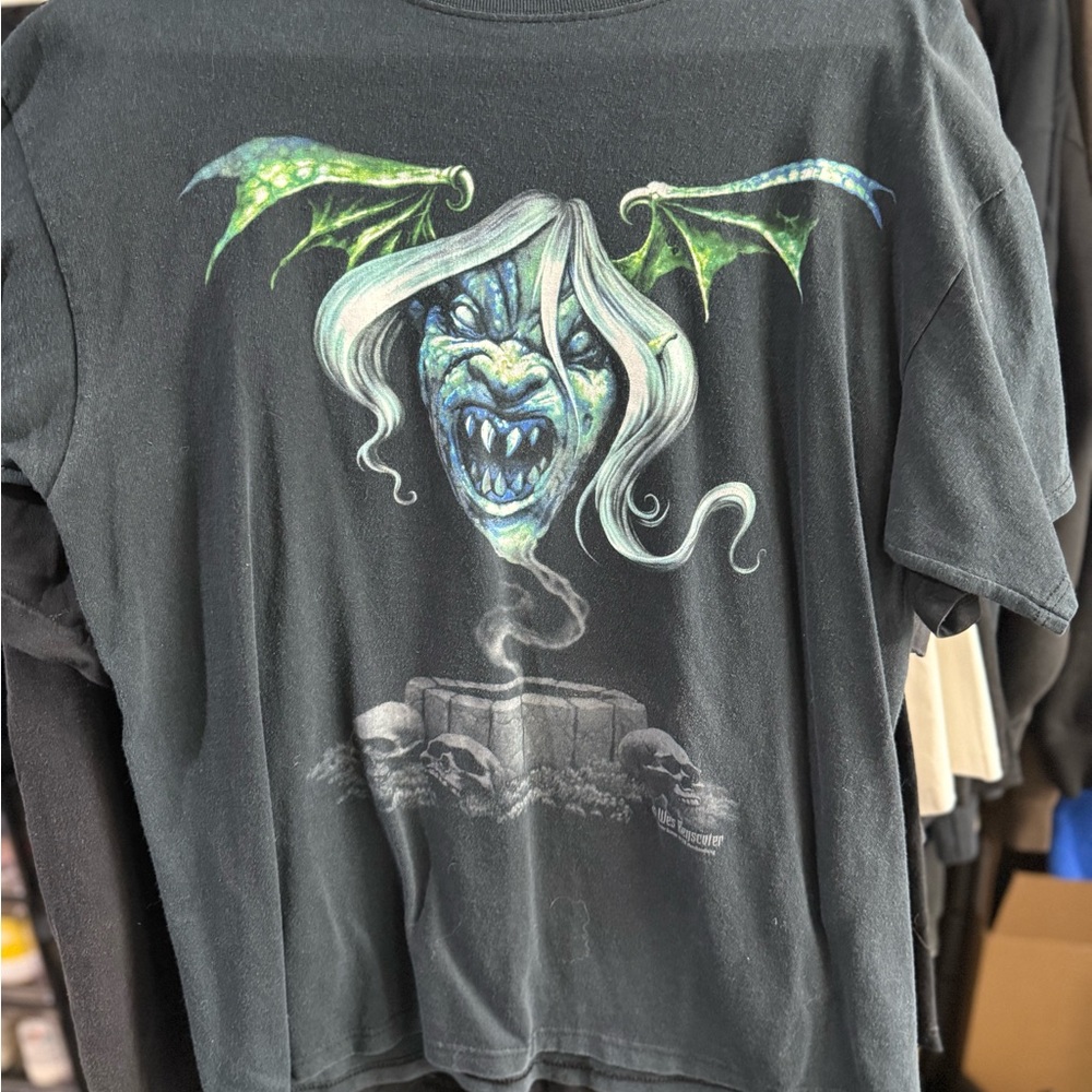 VTG Y2K Rare Wes Benscoter Demon Bat Head Men’s L black short sleeve t-shirt
